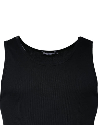 Dolce &amp; Gabbana Zwart Katoenen Mouwloos Tanktopje met Ronde Hals