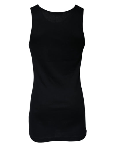 Dolce &amp; Gabbana Zwart Katoenen Mouwloos Tanktopje met Ronde Hals