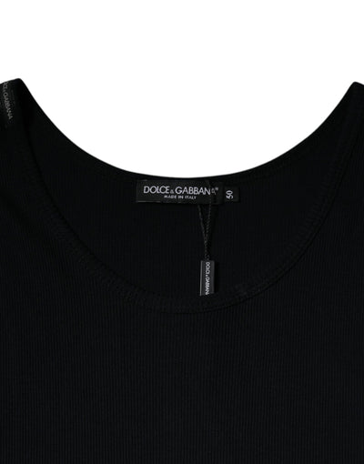 Dolce &amp; Gabbana Zwart Katoenen Mouwloos Tanktopje met Ronde Hals