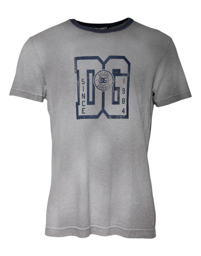 Dolce &amp; Gabbana grijs T-shirt met ronde hals van katoen met logoprint