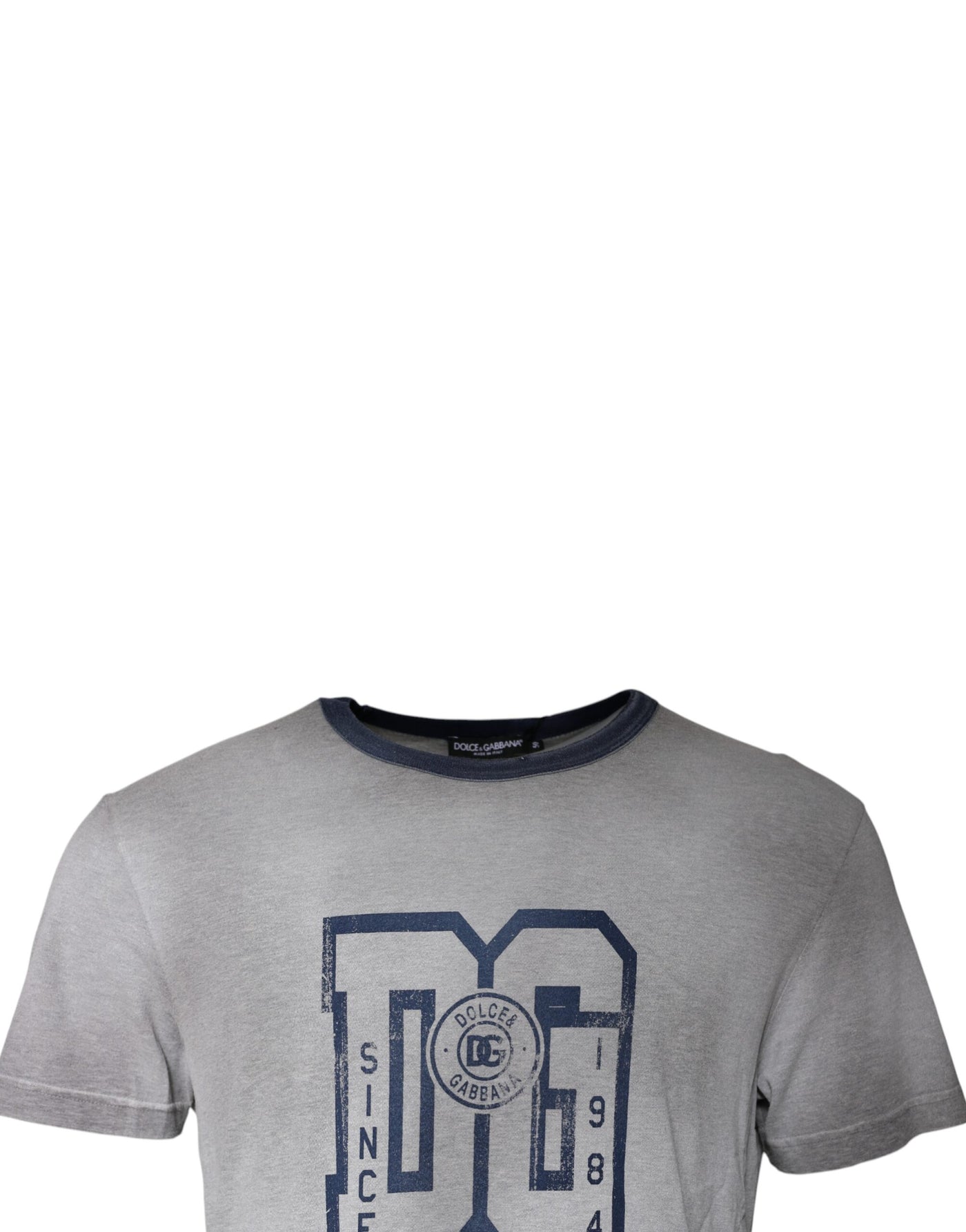 Dolce &amp; Gabbana grijs T-shirt met ronde hals van katoen met logoprint