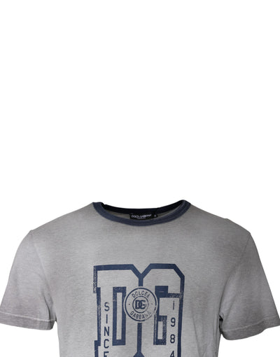Dolce &amp; Gabbana grijs T-shirt met ronde hals van katoen met logoprint