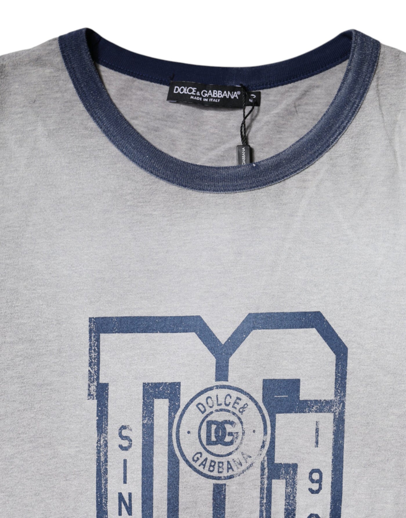 Dolce &amp; Gabbana grijs T-shirt met ronde hals van katoen met logoprint
