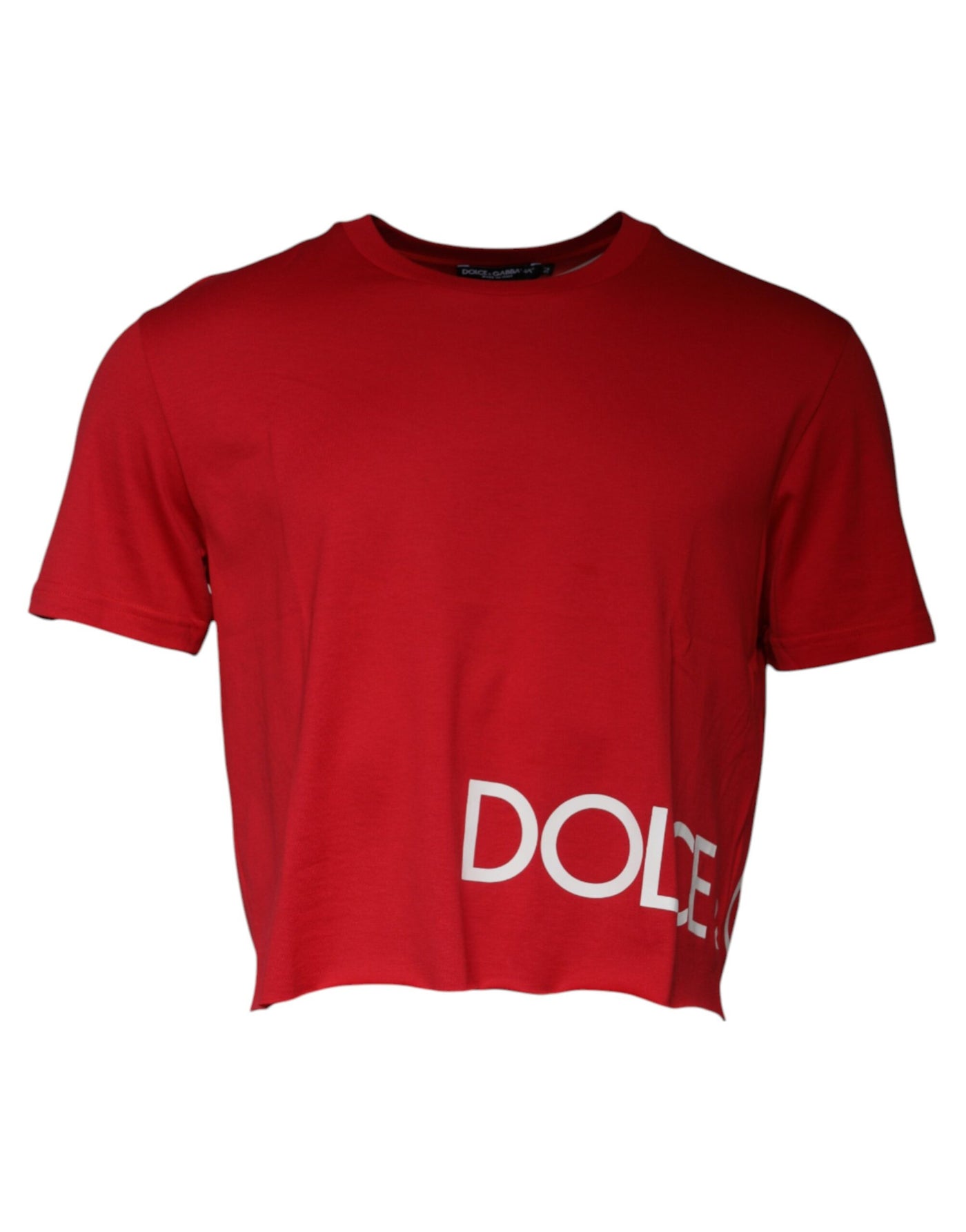 Dolce &amp; Gabbana Rood Logo Print Cropped Crew Neck T-shirt