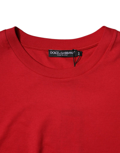 Dolce &amp; Gabbana Rood Logo Print Cropped Crew Neck T-shirt