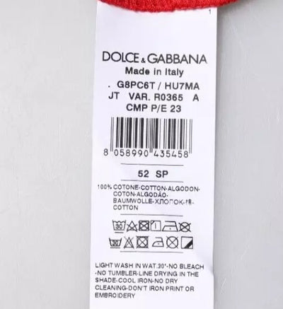 Dolce &amp; Gabbana Rood Logo Print Cropped Crew Neck T-shirt