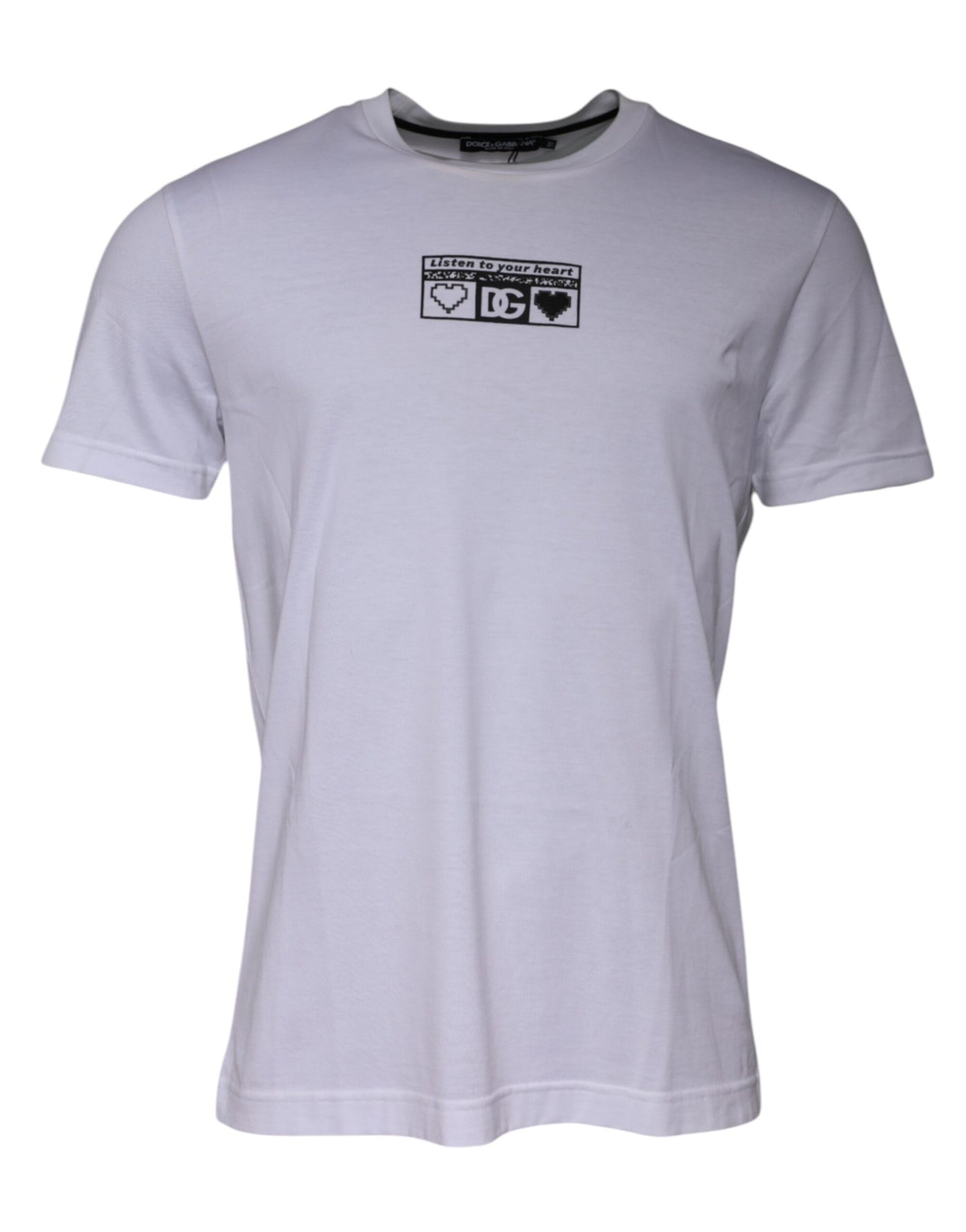 T-shirt ras du cou en coton blanc avec logo imprimé Dolce &amp; Gabbana