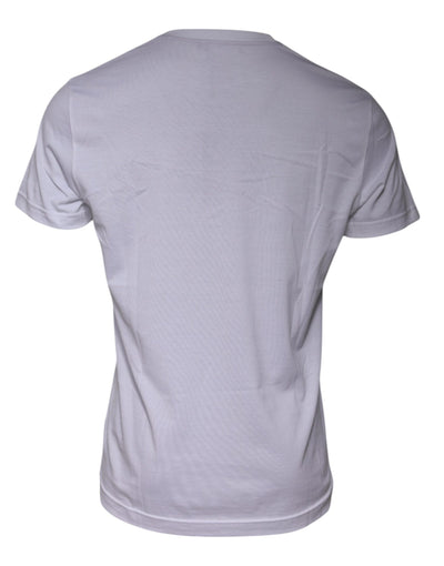 T-shirt ras du cou en coton blanc avec logo imprimé Dolce &amp; Gabbana