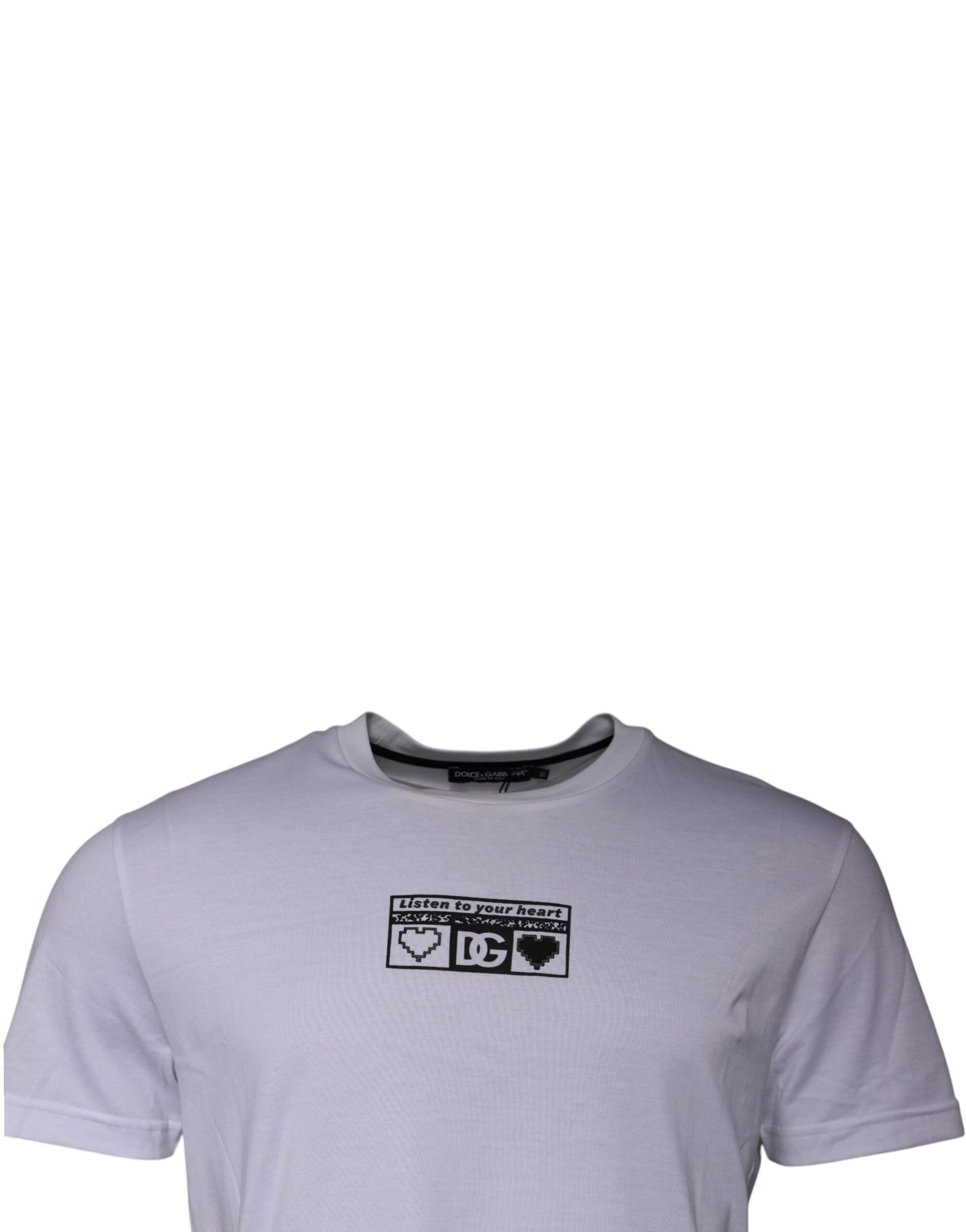 T-shirt ras du cou en coton blanc avec logo imprimé Dolce &amp; Gabbana