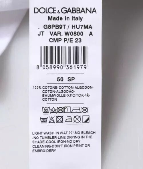 T-shirt ras du cou en coton blanc avec logo imprimé Dolce &amp; Gabbana