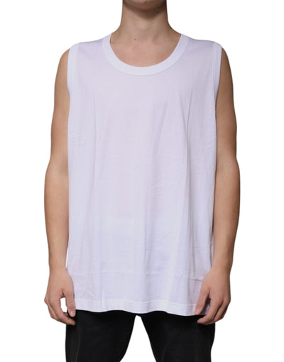 T-shirt débardeur col rond sans manches en coton blanc Dolce &amp; Gabbana