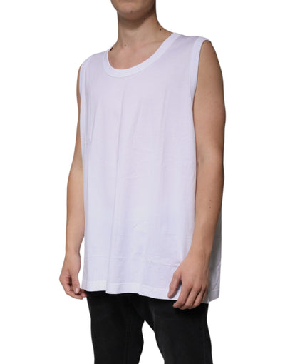 T-shirt débardeur col rond sans manches en coton blanc Dolce &amp; Gabbana