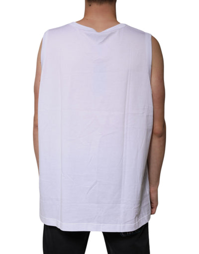 T-shirt débardeur col rond sans manches en coton blanc Dolce &amp; Gabbana