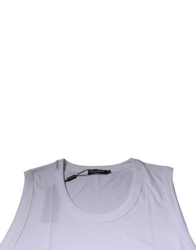 T-shirt débardeur col rond sans manches en coton blanc Dolce &amp; Gabbana