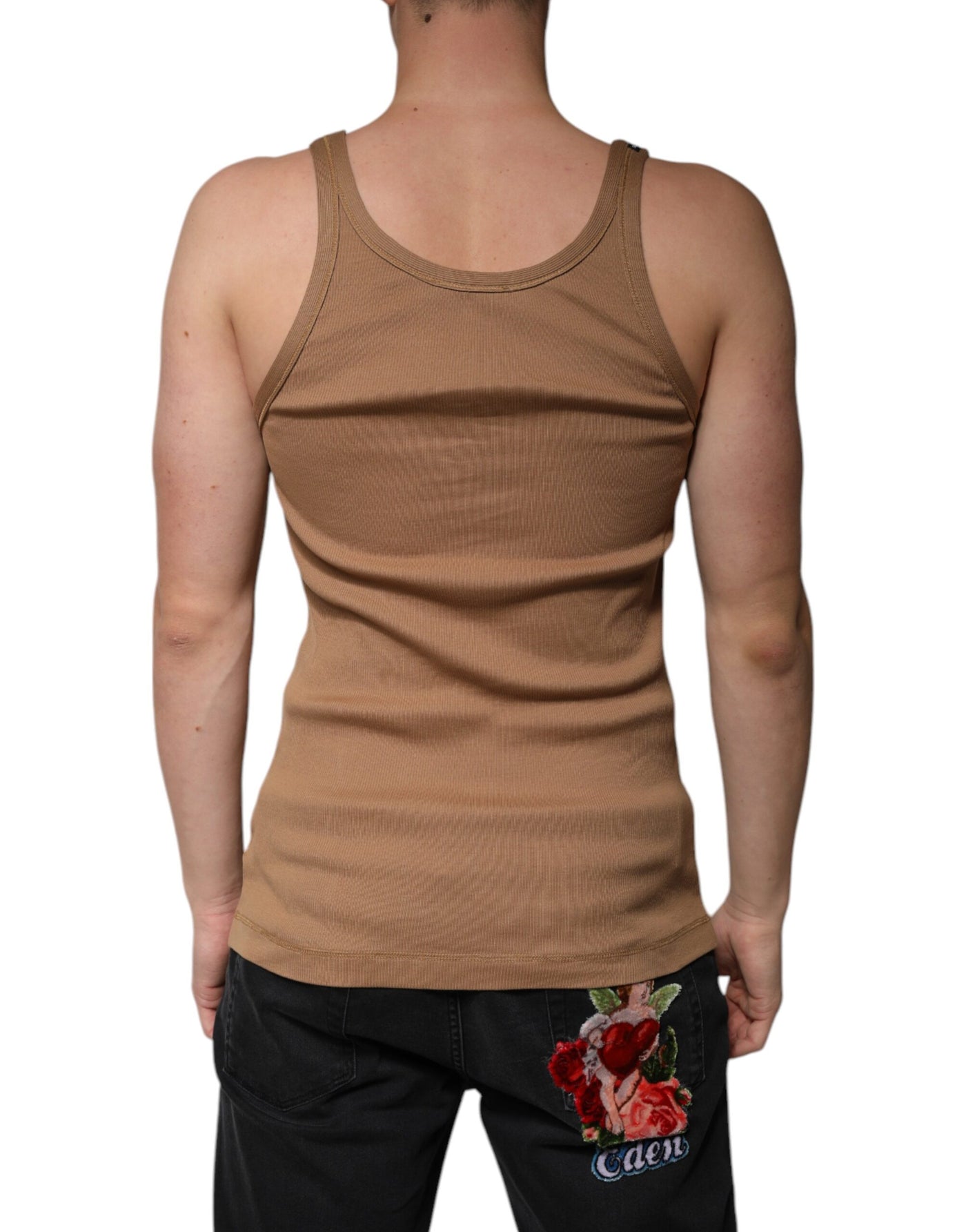 Dolce &amp; Gabbana Bruin Katoenen Mouwloos Tanktopje met Ronde Hals
