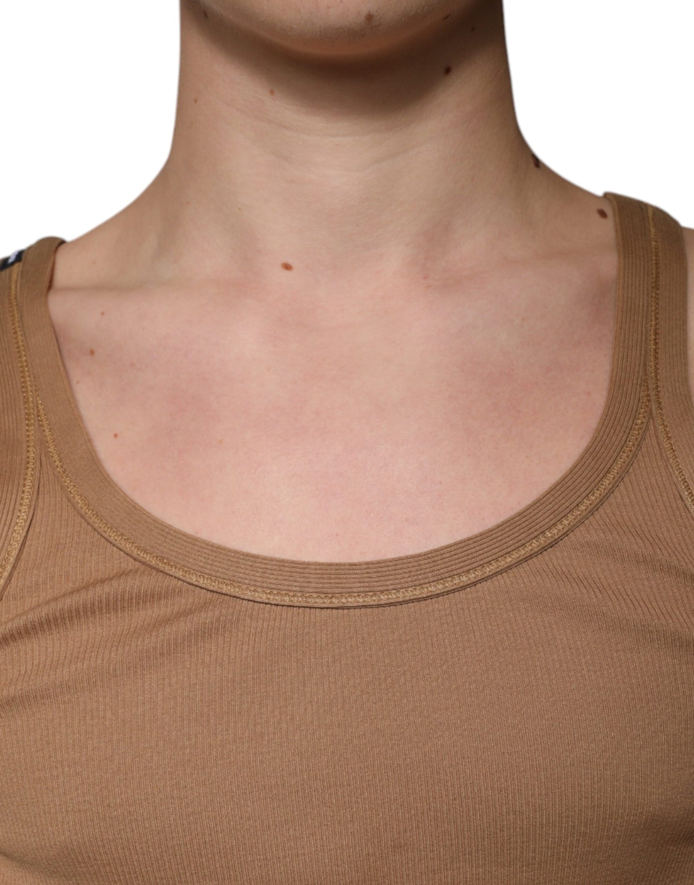 Dolce &amp; Gabbana Bruin Katoenen Mouwloos Tanktopje met Ronde Hals