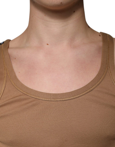 Dolce &amp; Gabbana Bruin Katoenen Mouwloos Tanktopje met Ronde Hals