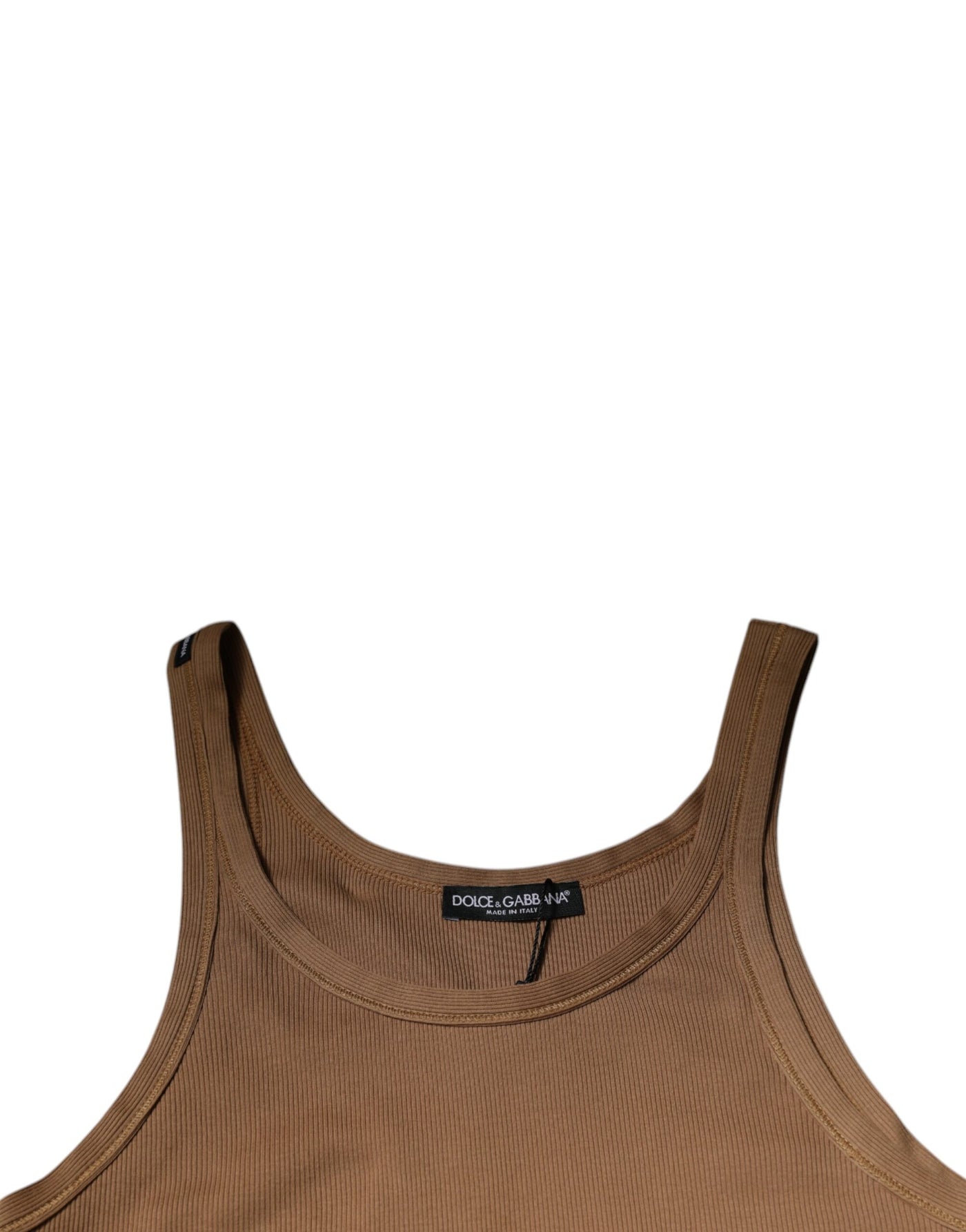 Dolce &amp; Gabbana Bruin Katoenen Mouwloos Tanktopje met Ronde Hals