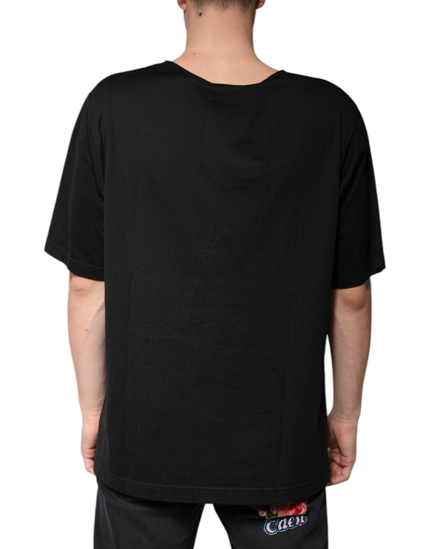 Dolce &amp; Gabbana Zwart Katoenen V-hals T-shirt met Korte Mouwen