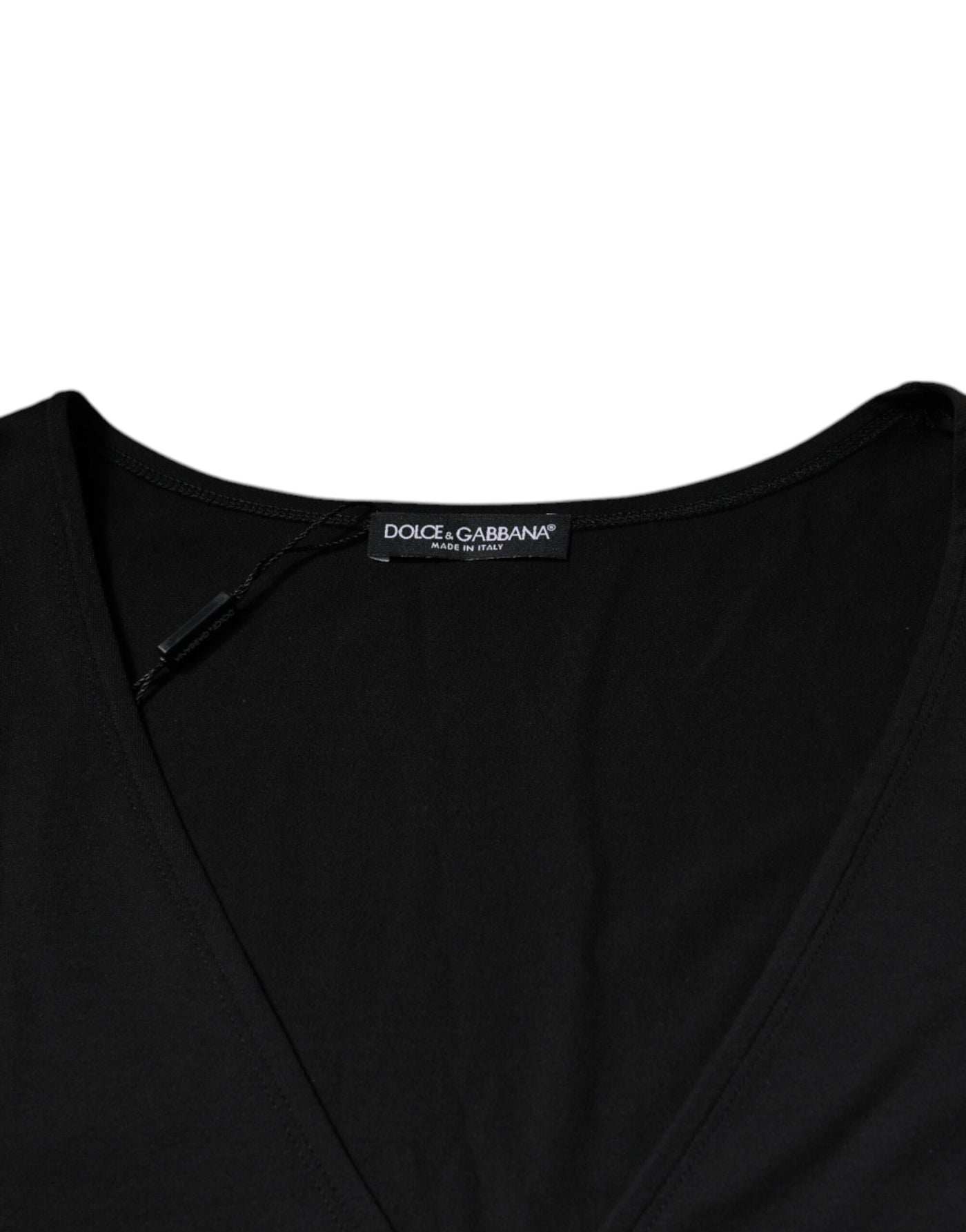 Dolce &amp; Gabbana Zwart Katoenen V-hals T-shirt met Korte Mouwen