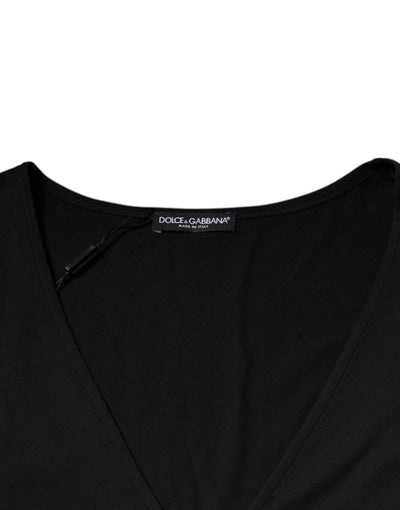 Dolce &amp; Gabbana Zwart Katoenen V-hals T-shirt met Korte Mouwen