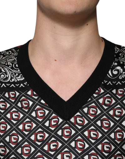 Pull col V en laine à logo noir Dolce &amp; Gabbana