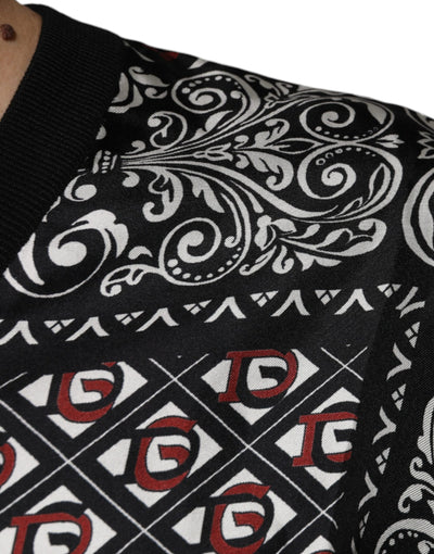 Pull col V en laine à logo noir Dolce &amp; Gabbana