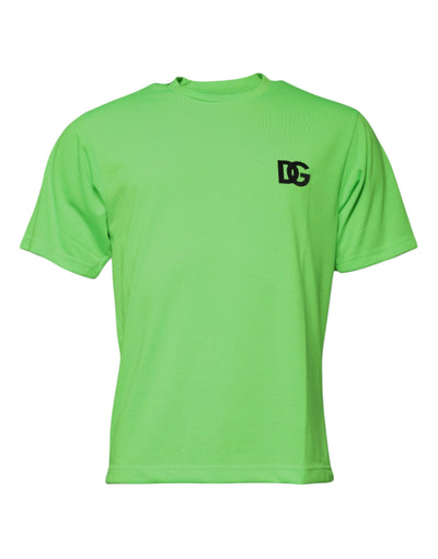 T-shirt ras du cou en polyester avec logo vert Dolce &amp; Gabbana
