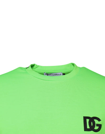 T-shirt ras du cou en polyester avec logo vert Dolce &amp; Gabbana