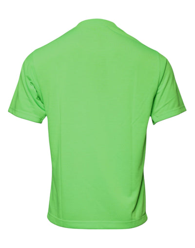 T-shirt ras du cou en polyester avec logo vert Dolce &amp; Gabbana