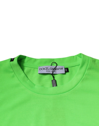 T-shirt ras du cou en polyester avec logo vert Dolce &amp; Gabbana