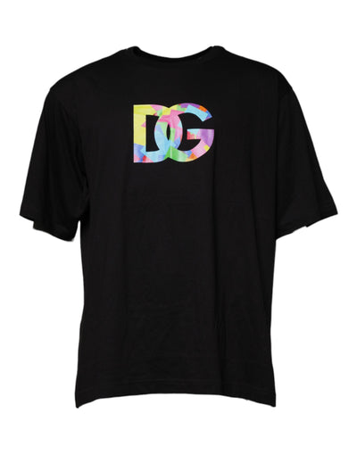 T-shirt ras du cou en coton noir avec logo imprimé Dolce &amp; Gabbana