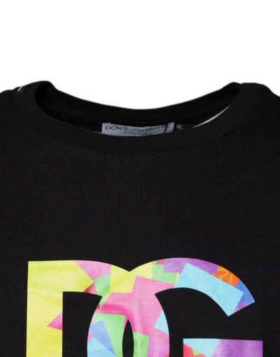T-shirt ras du cou en coton noir avec logo imprimé Dolce &amp; Gabbana