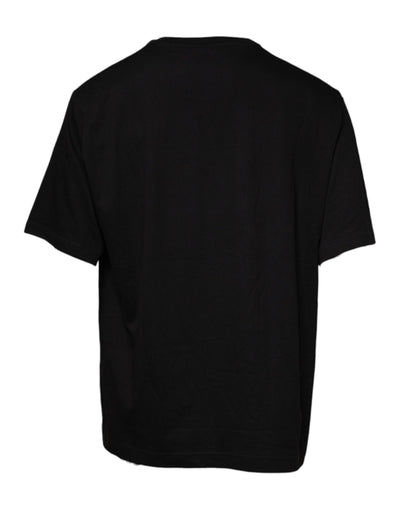 T-shirt ras du cou en coton noir avec logo imprimé Dolce &amp; Gabbana