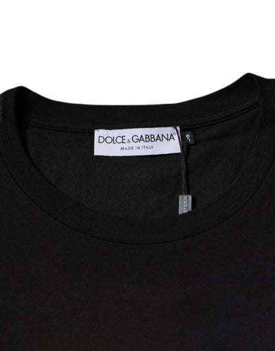 T-shirt ras du cou en coton noir avec logo imprimé Dolce &amp; Gabbana
