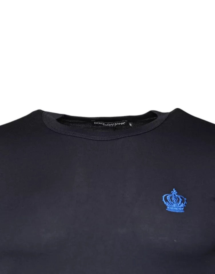 Dolce &amp; Gabbana Blue Crown Crew Neck T-shirt met korte mouwen