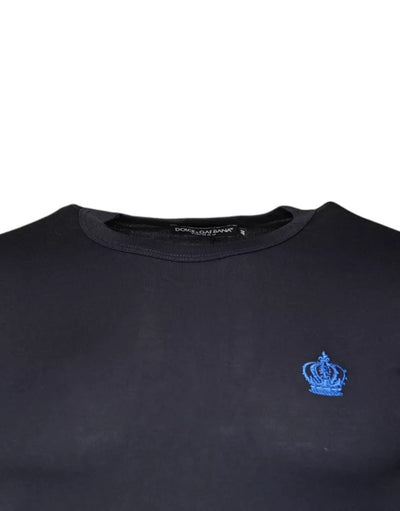 Dolce &amp; Gabbana Blue Crown Crew Neck T-shirt met korte mouwen
