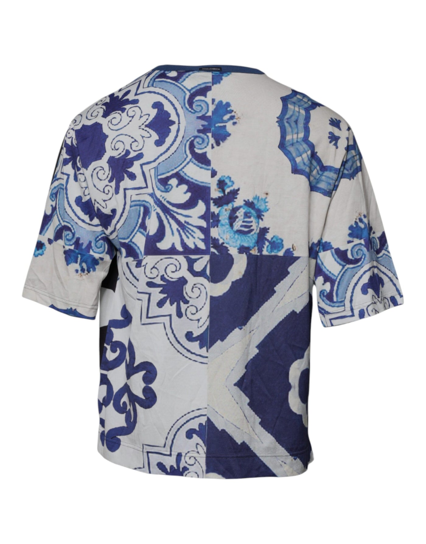 Dolce &amp; Gabbana Zwart Wit Bedrukt Katoenen T-shirt met Ronde Hals