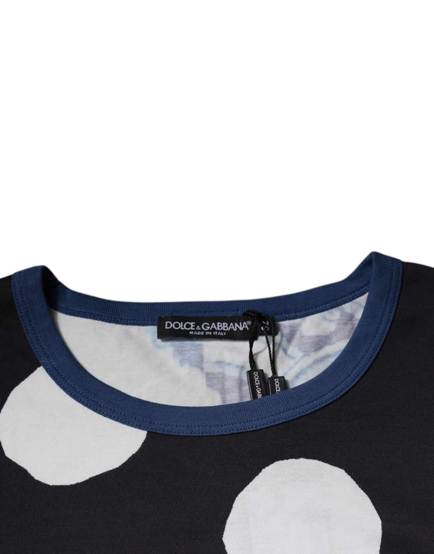Dolce &amp; Gabbana Zwart Wit Bedrukt Katoenen T-shirt met Ronde Hals