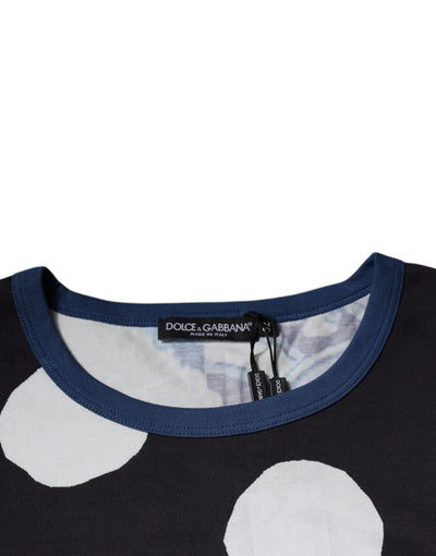 Dolce &amp; Gabbana Zwart Wit Bedrukt Katoenen T-shirt met Ronde Hals