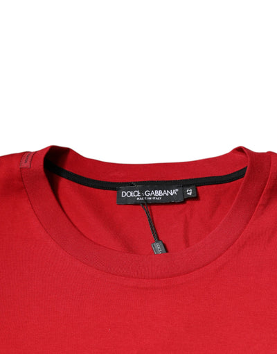 T-shirt ras du cou en coton à imprimé logo rouge Dolce &amp; Gabbana