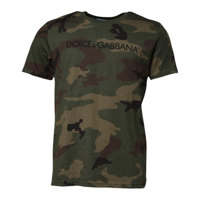 T-shirt ras du cou en coton camouflage multicolore Dolce &amp; Gabbana