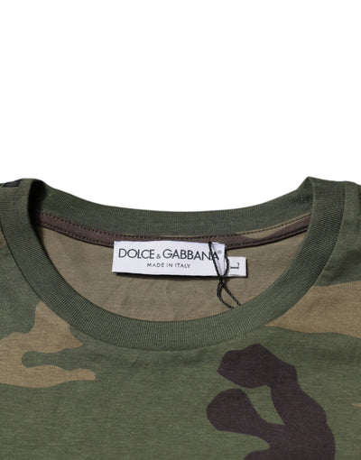 T-shirt ras du cou en coton camouflage multicolore Dolce &amp; Gabbana