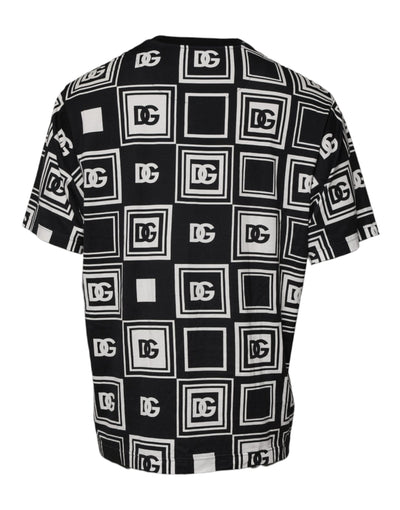 Dolce &amp; Gabbana Zwart Logo Monogram Katoenen T-shirt met Ronde Hals