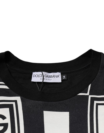 Dolce &amp; Gabbana Zwart Logo Monogram Katoenen T-shirt met Ronde Hals