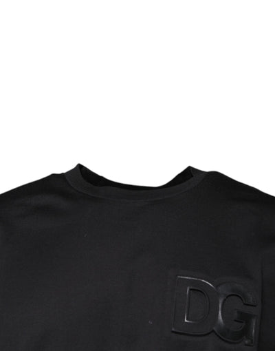 Dolce &amp; Gabbana Zwart DG Logo Print Katoenen T-shirt met Ronde Hals