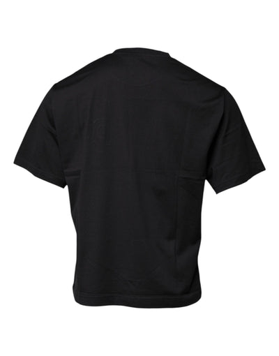 Dolce &amp; Gabbana Zwart DG Logo Print Katoenen T-shirt met Ronde Hals