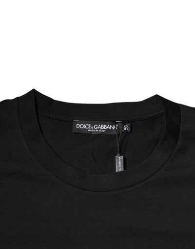 Dolce &amp; Gabbana Zwart DG Logo Print Katoenen T-shirt met Ronde Hals