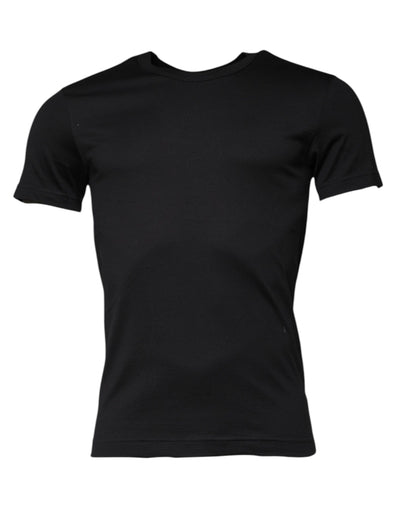 Dolce &amp; Gabbana Zwart Katoenen T-shirt met Ronde Hals en Korte Mouwen