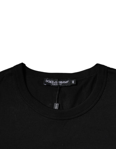 Dolce &amp; Gabbana Zwart Katoenen T-shirt met Ronde Hals en Korte Mouwen